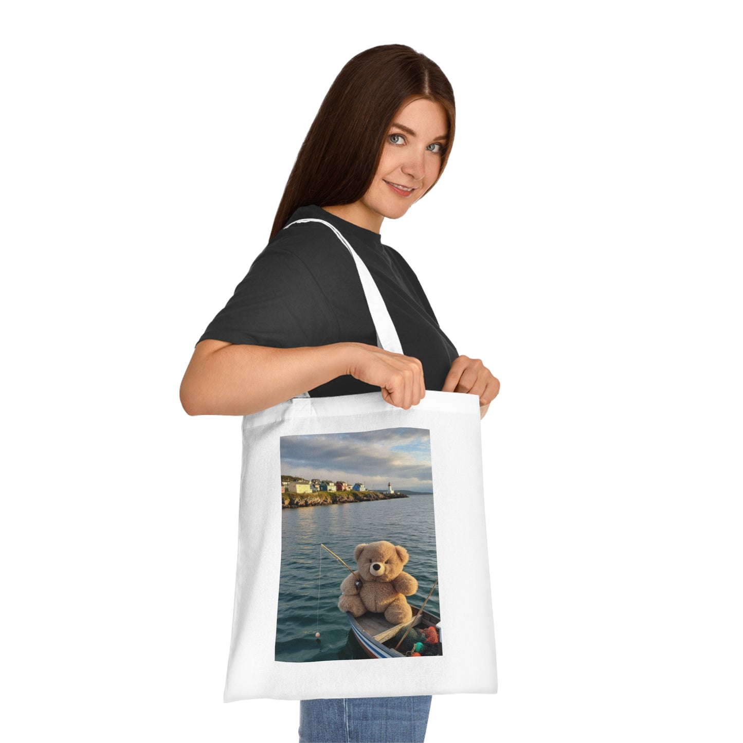 Teddy On Tour – Fluffy in Newfoundland Cotton Tote Bag