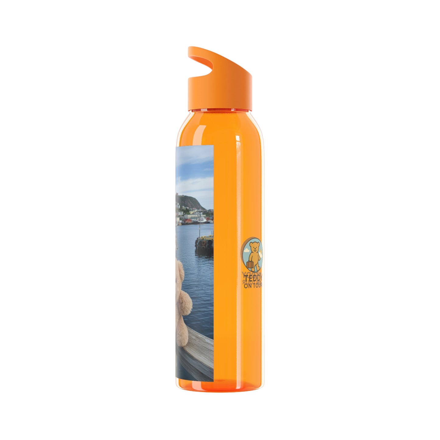 Teddy on Tour Fluffy in Newfoundland Sky Water Bottle