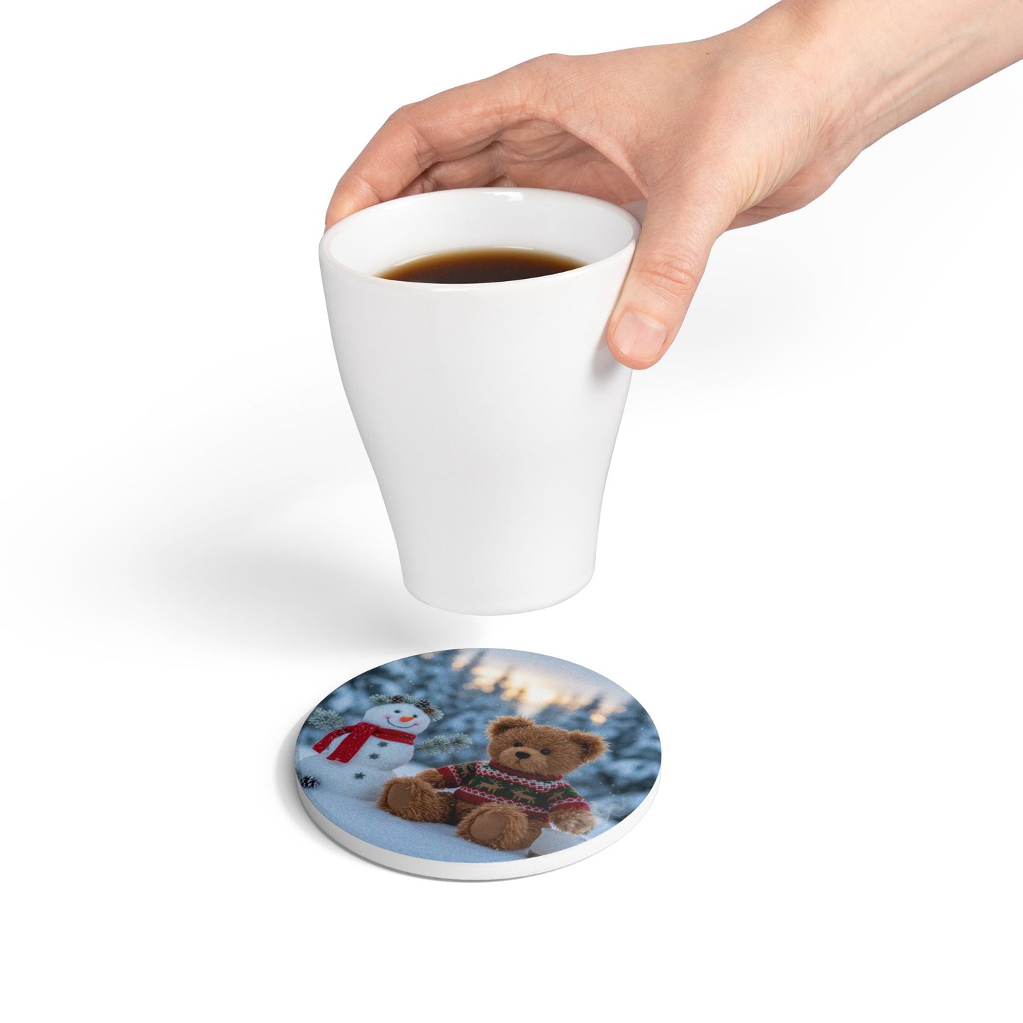 Teddy on Tour Christmas 2025 Ceramic Coaster 4