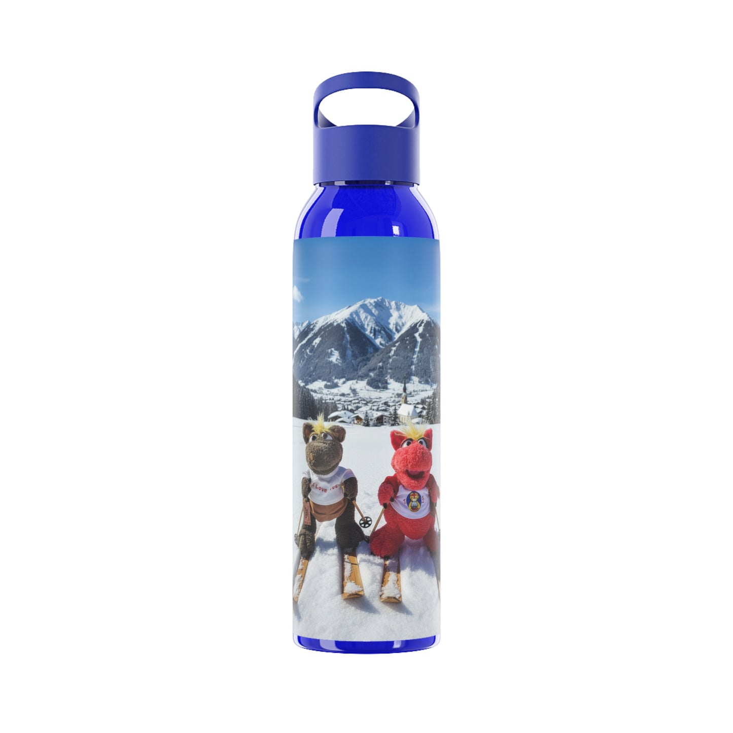 Teddy on Tour Octey and Elsie in Seefeld-in-Tirol Austria Sky Water Bottle