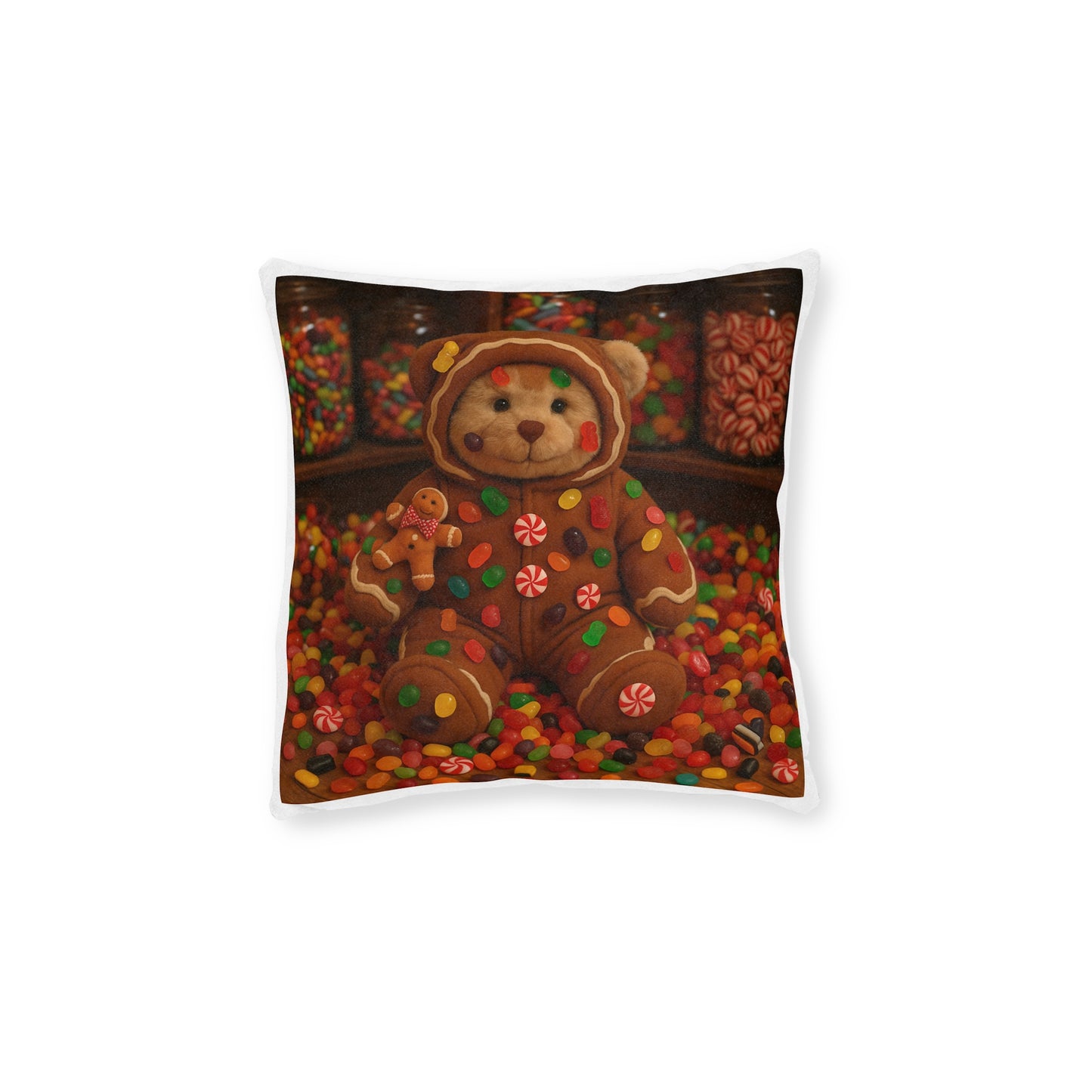 Teddy on Tour Ginger Decor Square Pillow