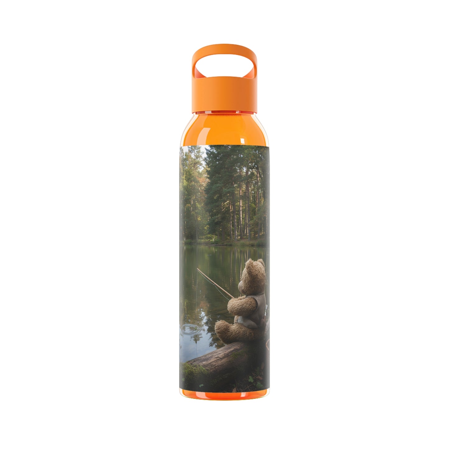 Teddy on Tour teddy in sunny forest near a lake Sky Water Bottle