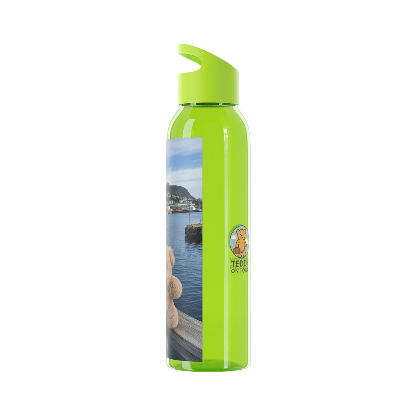 Teddy on Tour Fluffy in Newfoundland Sky Water Bottle