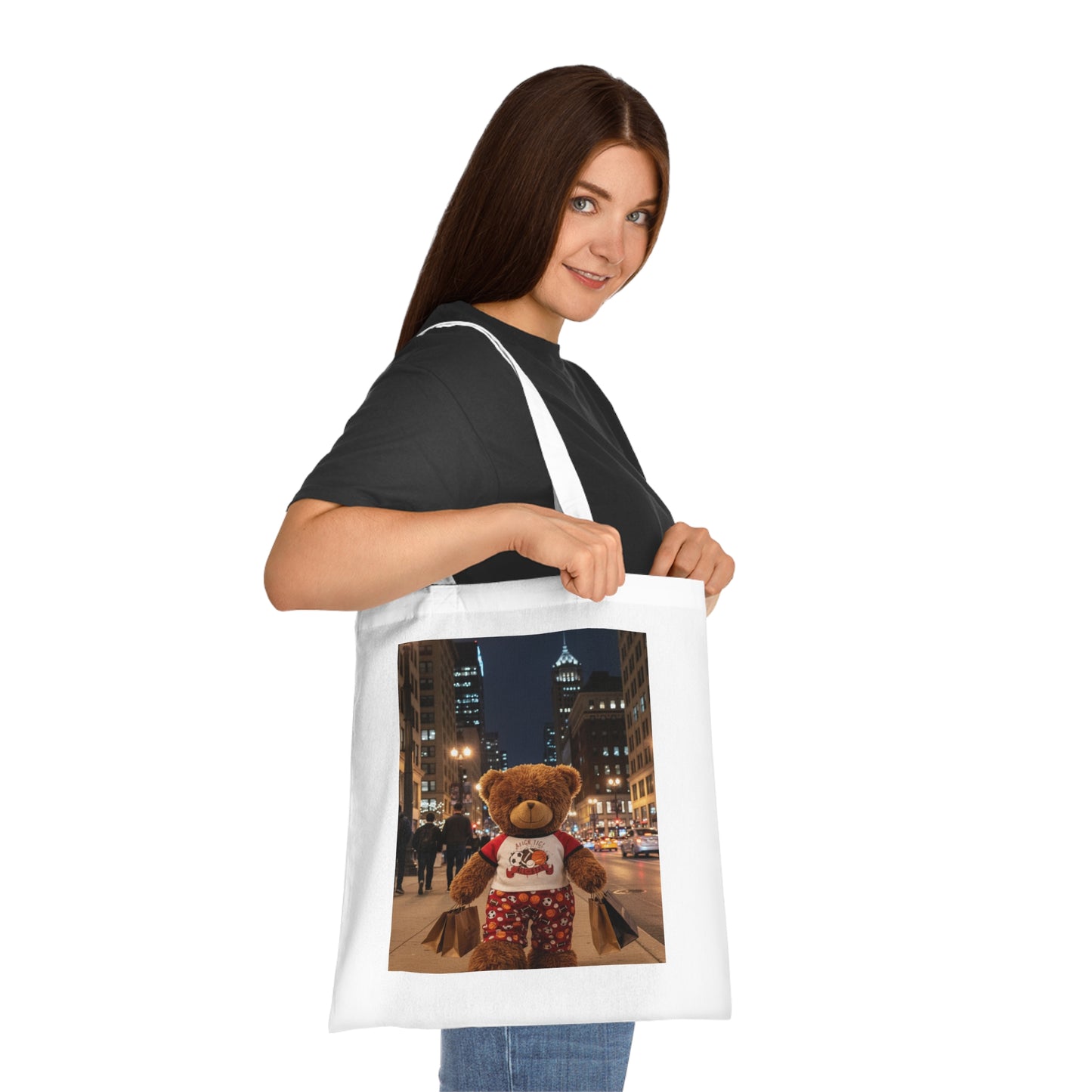 Teddy On Tour – Jake in Chicago Cotton Tote Bag
