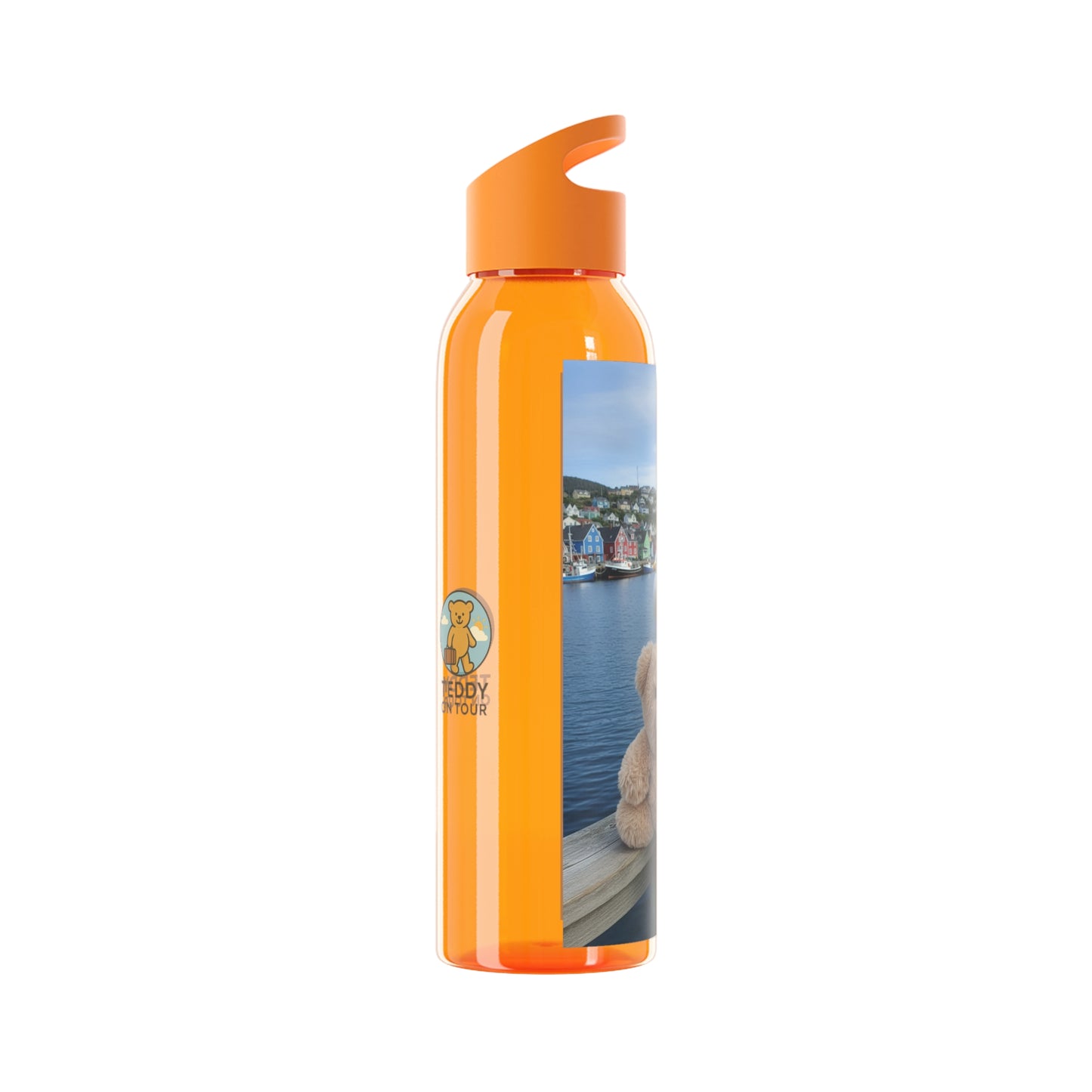 Teddy on Tour Fluffy in Newfoundland Sky Water Bottle