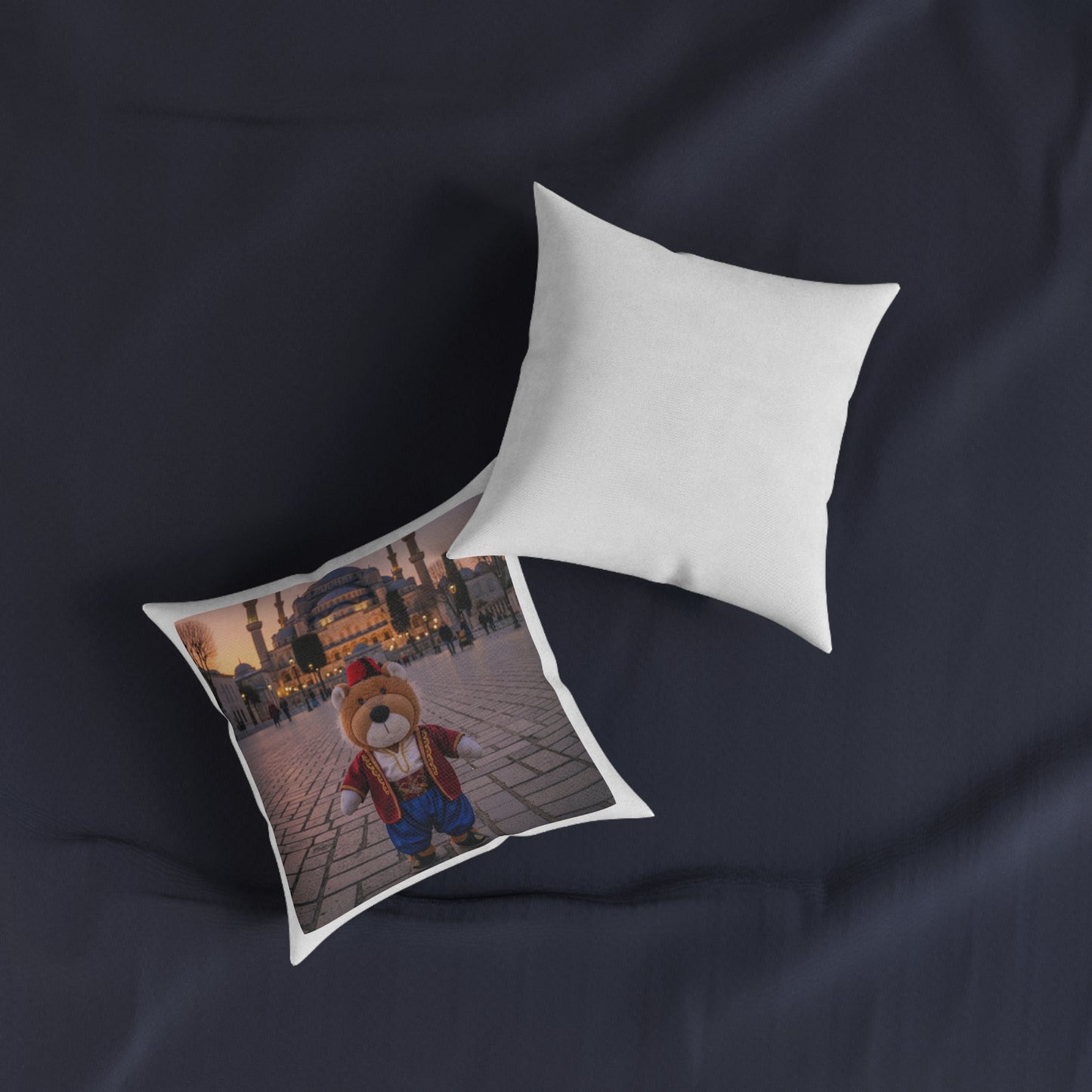 Teddy on Tour Big Billy in Turkiye Square Pillow
