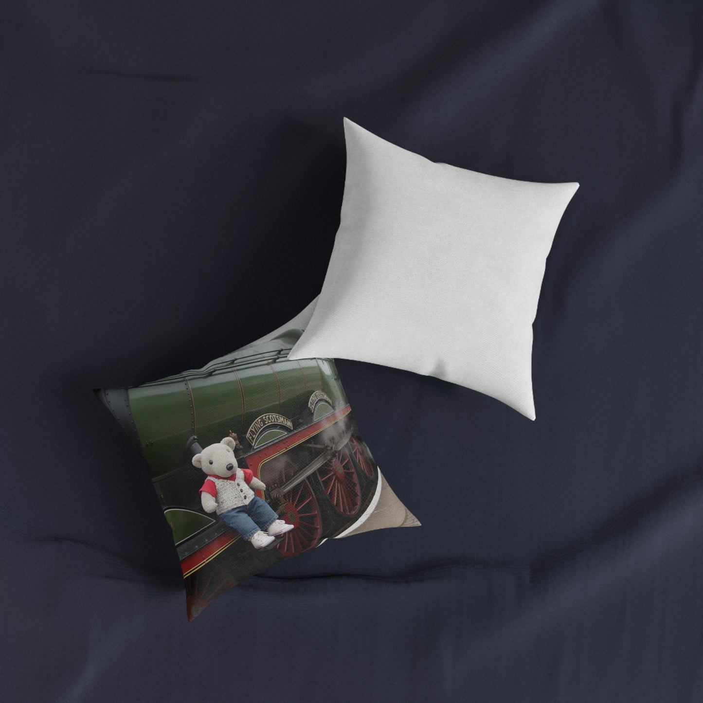 Teddy on Tour Andrew in Scotland Square Pillow