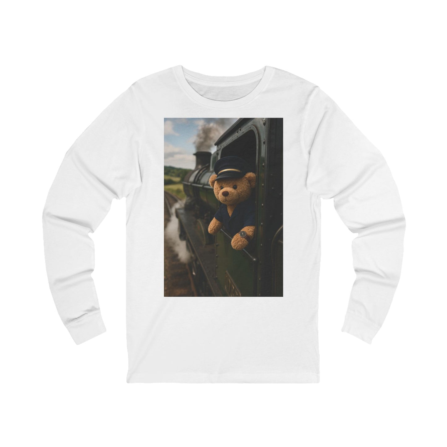 Teddy on Tour Steam Train Unisex Jersey Long Sleeve Tee