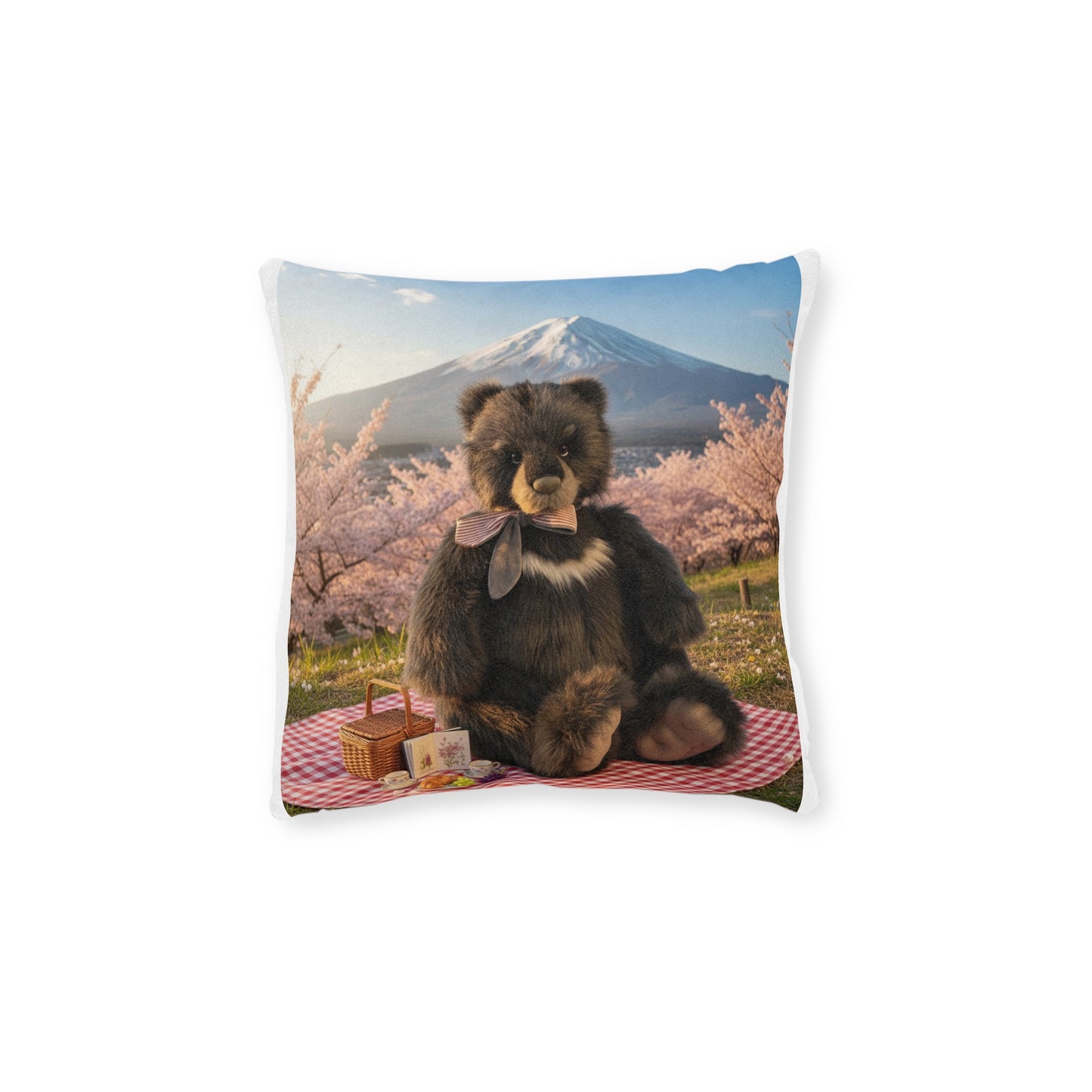 Teddy on Tour Adventurer in Japan Square Pillow