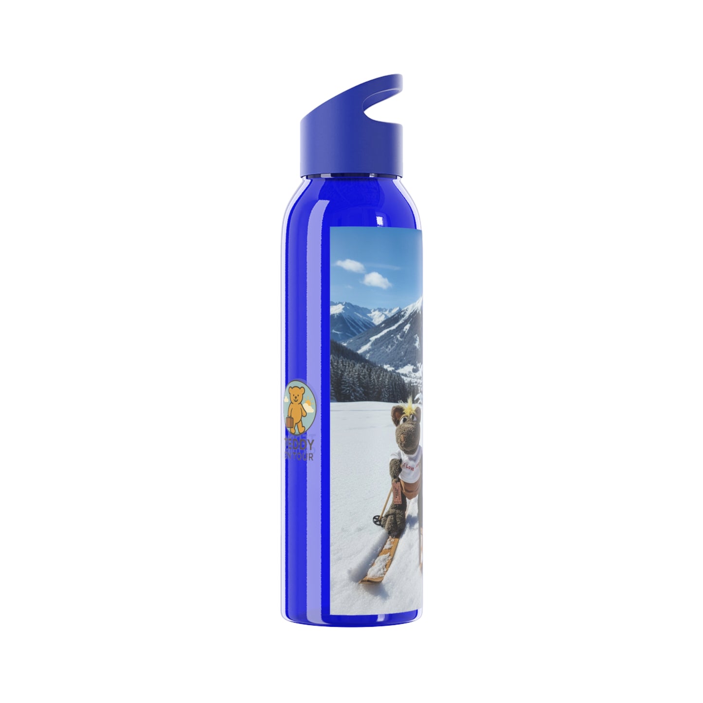 Teddy on Tour Octey and Elsie in Seefeld-in-Tirol Austria Sky Water Bottle