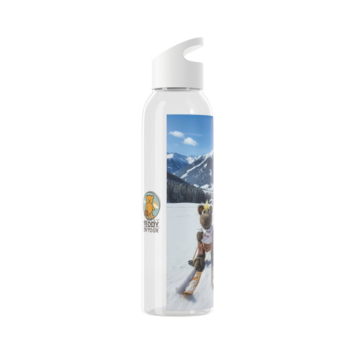 Teddy on Tour Octey and Elsie in Seefeld-in-Tirol Austria Sky Water Bottle