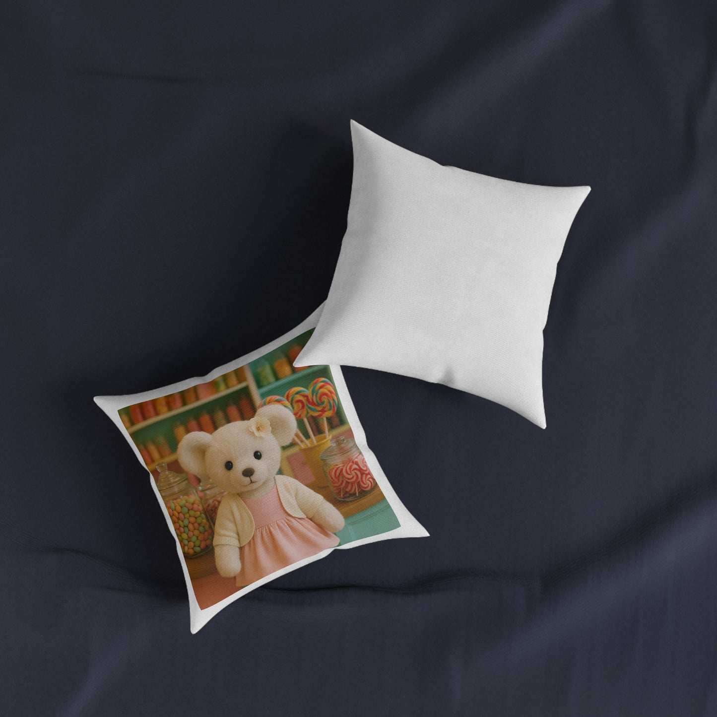 Teddy on Tour Bella in a sweet shop Square Pillow