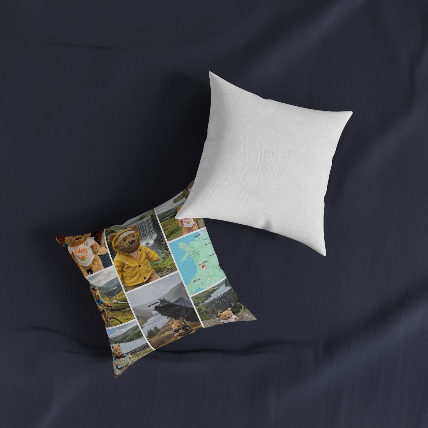 Teddy on Tour Bartholomew in Elan Valley Square Pillow