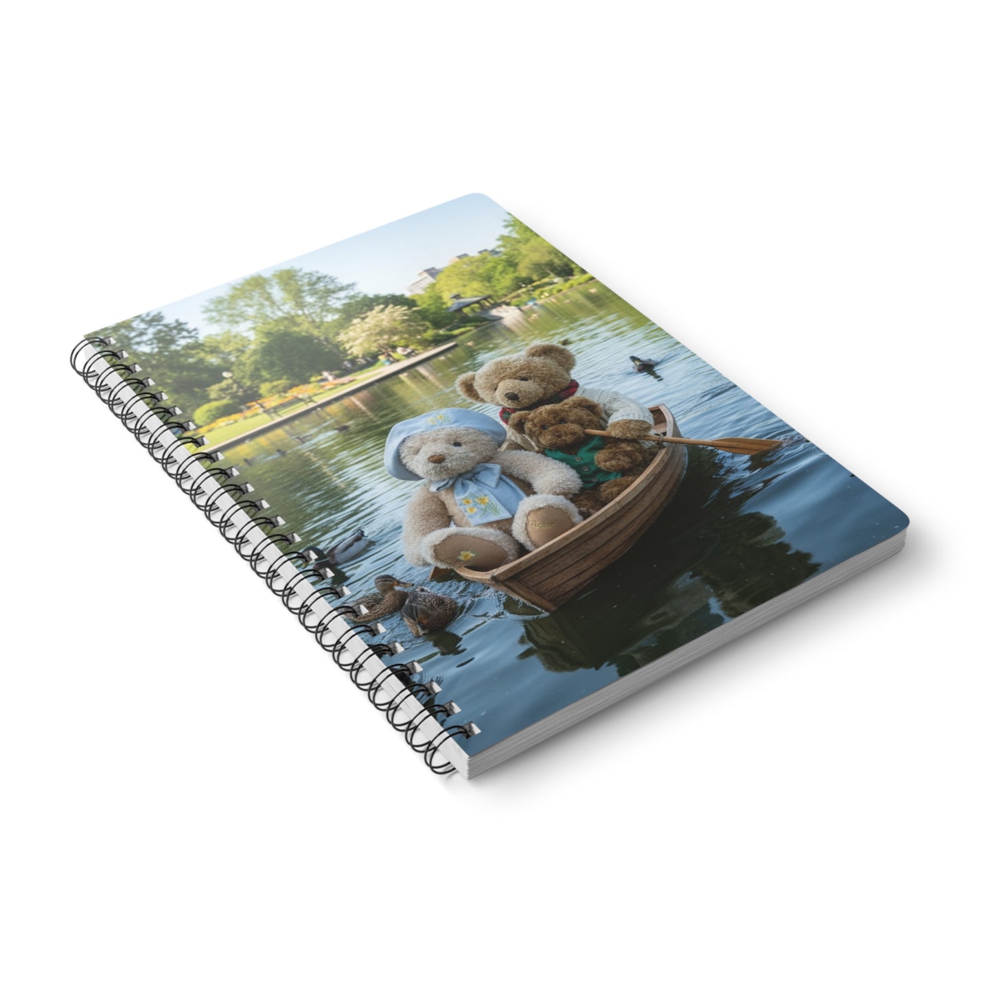 Teddy On tour Bear Family enjoy afternoon tea Softcover Notebook, A5