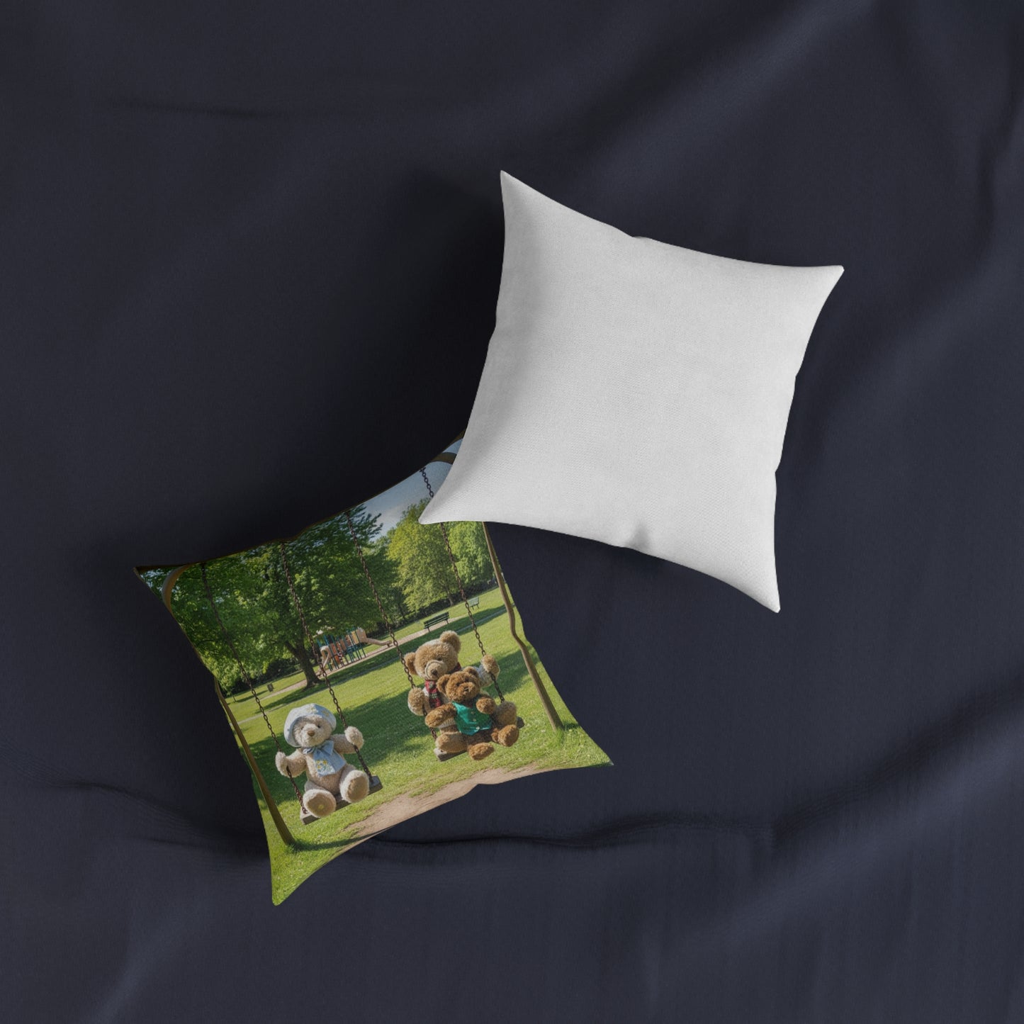 Teddy on Tour Bear Family enjoy afternoon tea Square Pillow
