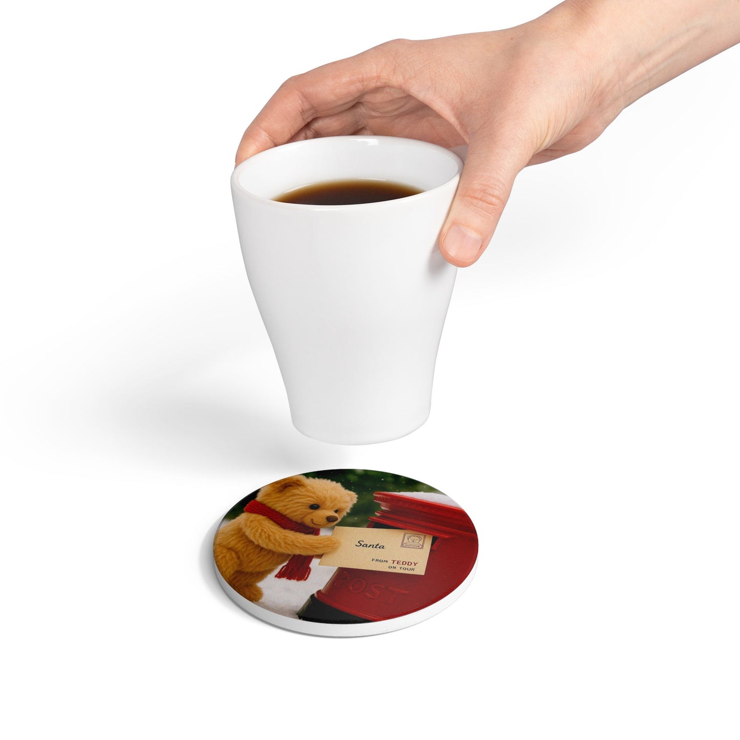 Teddy on Tour Christmas 2025 Ceramic Coaster 5