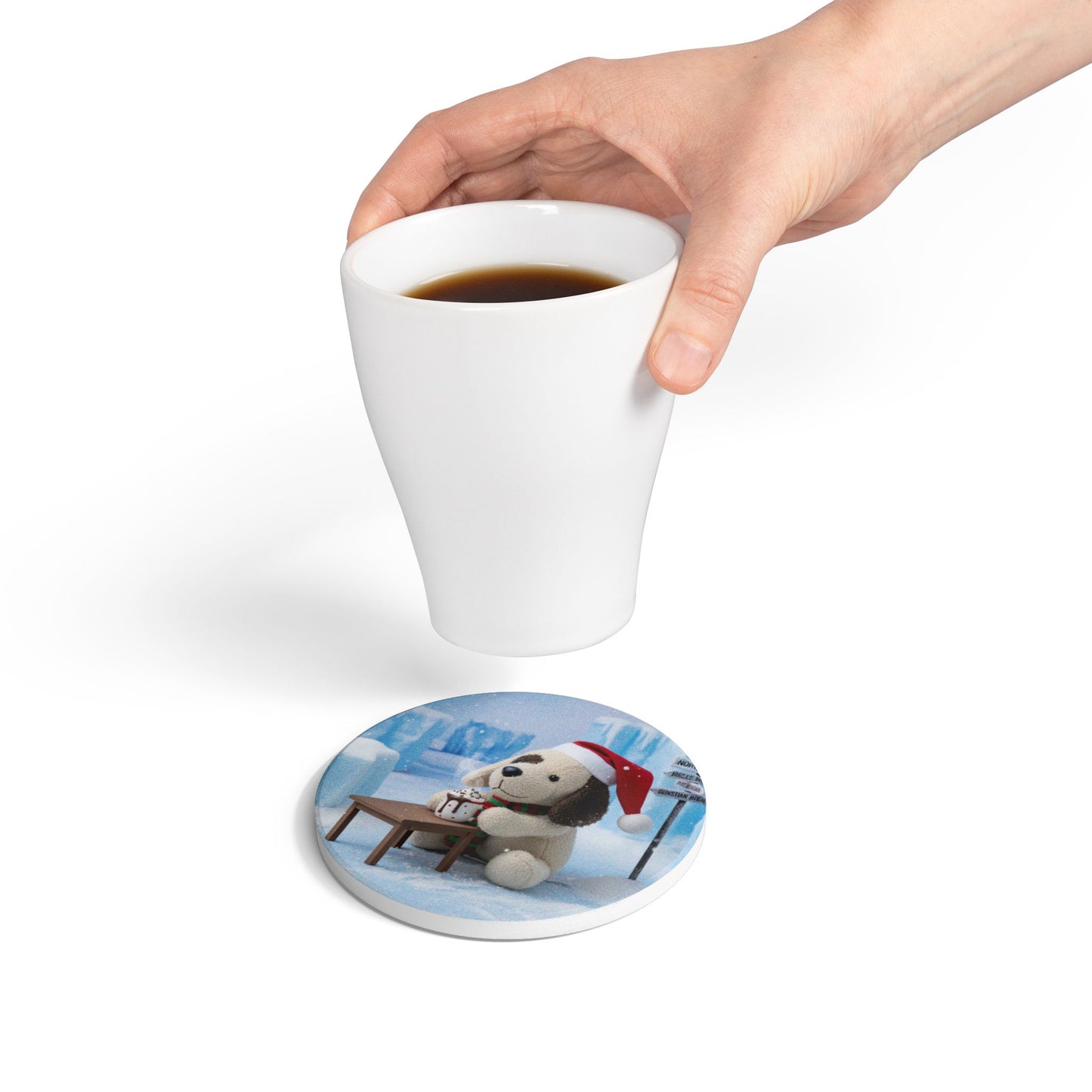 Teddy on Tour Christmas 2025 Ceramic Coaster 13