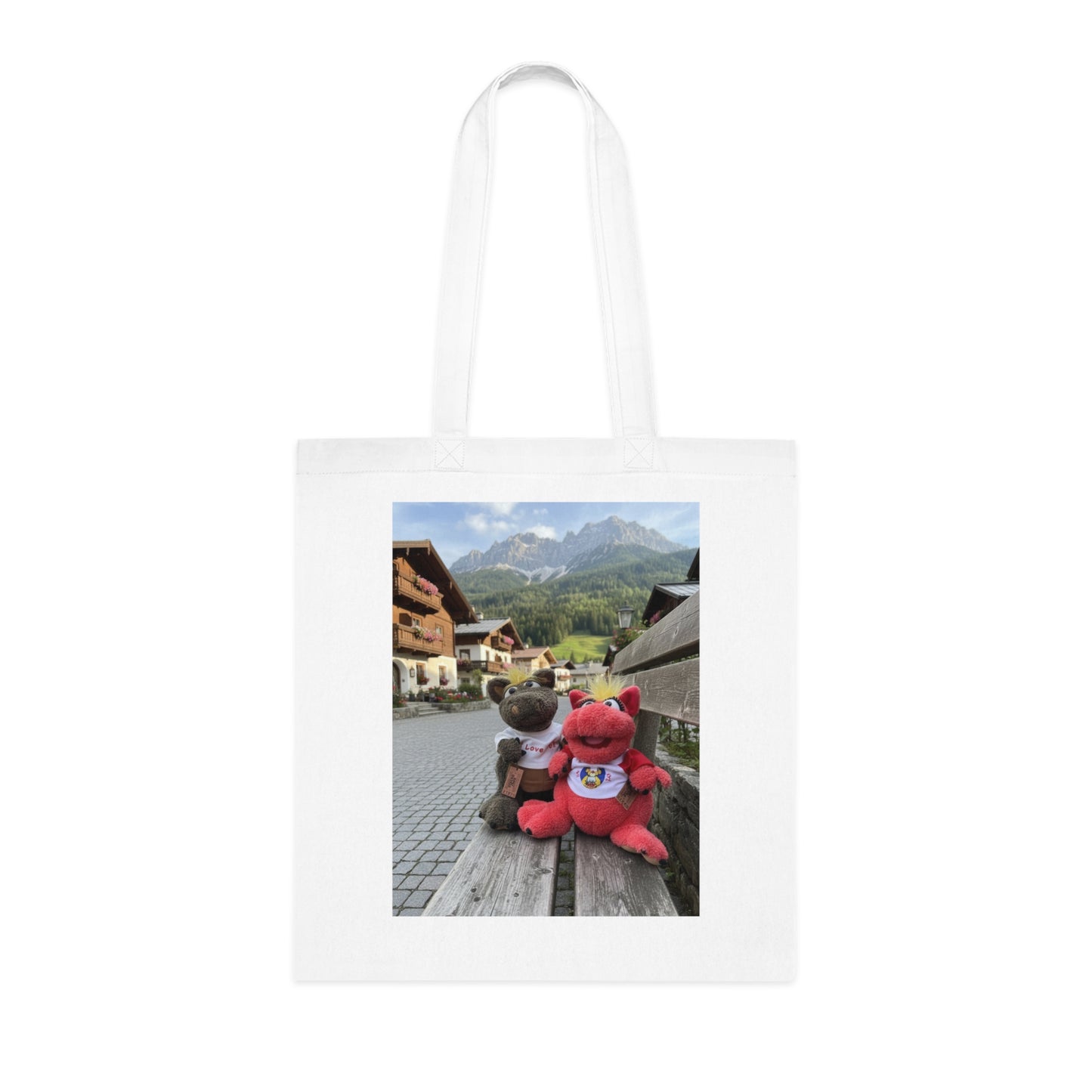 Teddy On Tour – Octey and Elsie in Seefeld-in-Tirol Austria Cotton Tote Bag