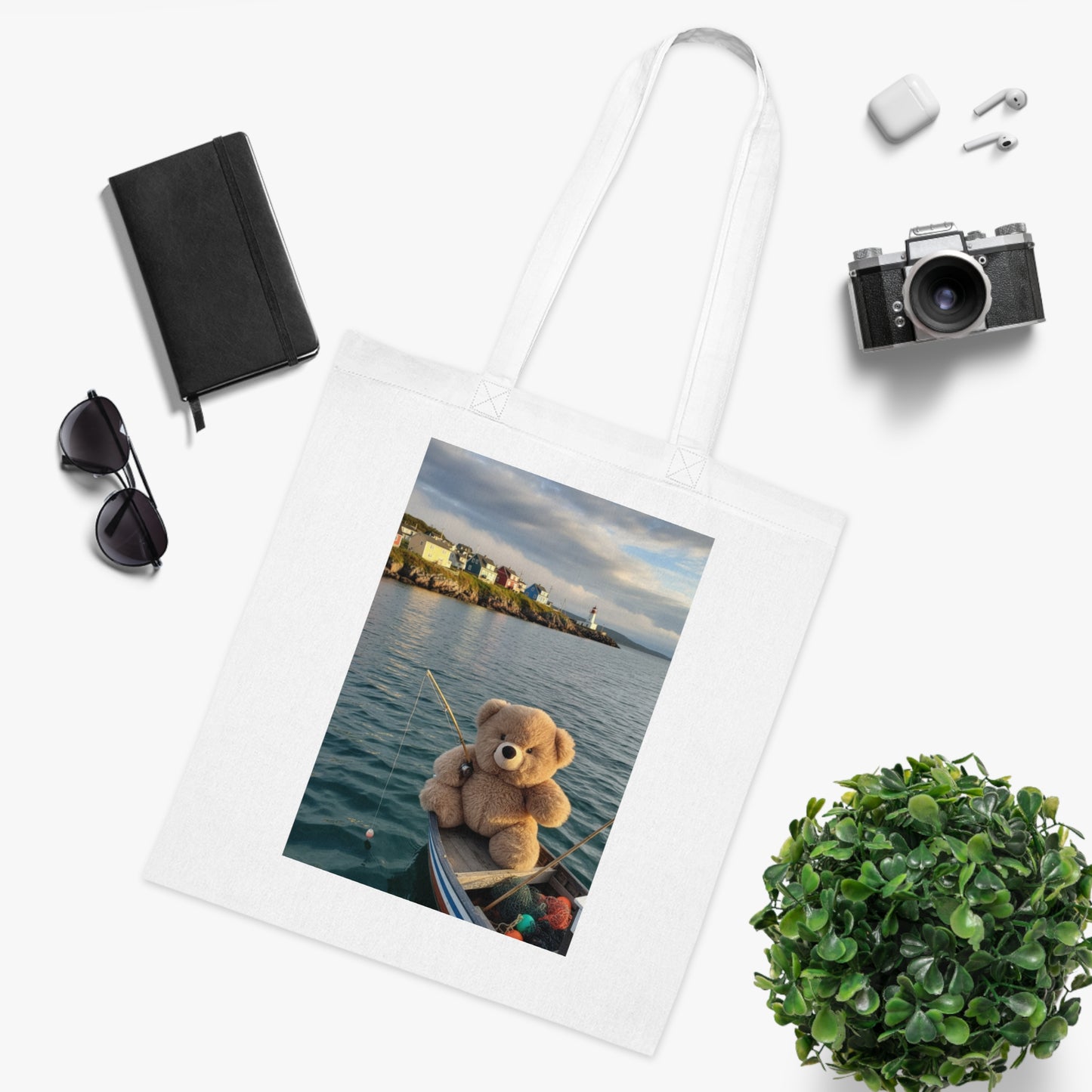 Teddy On Tour – Fluffy in Newfoundland Cotton Tote Bag