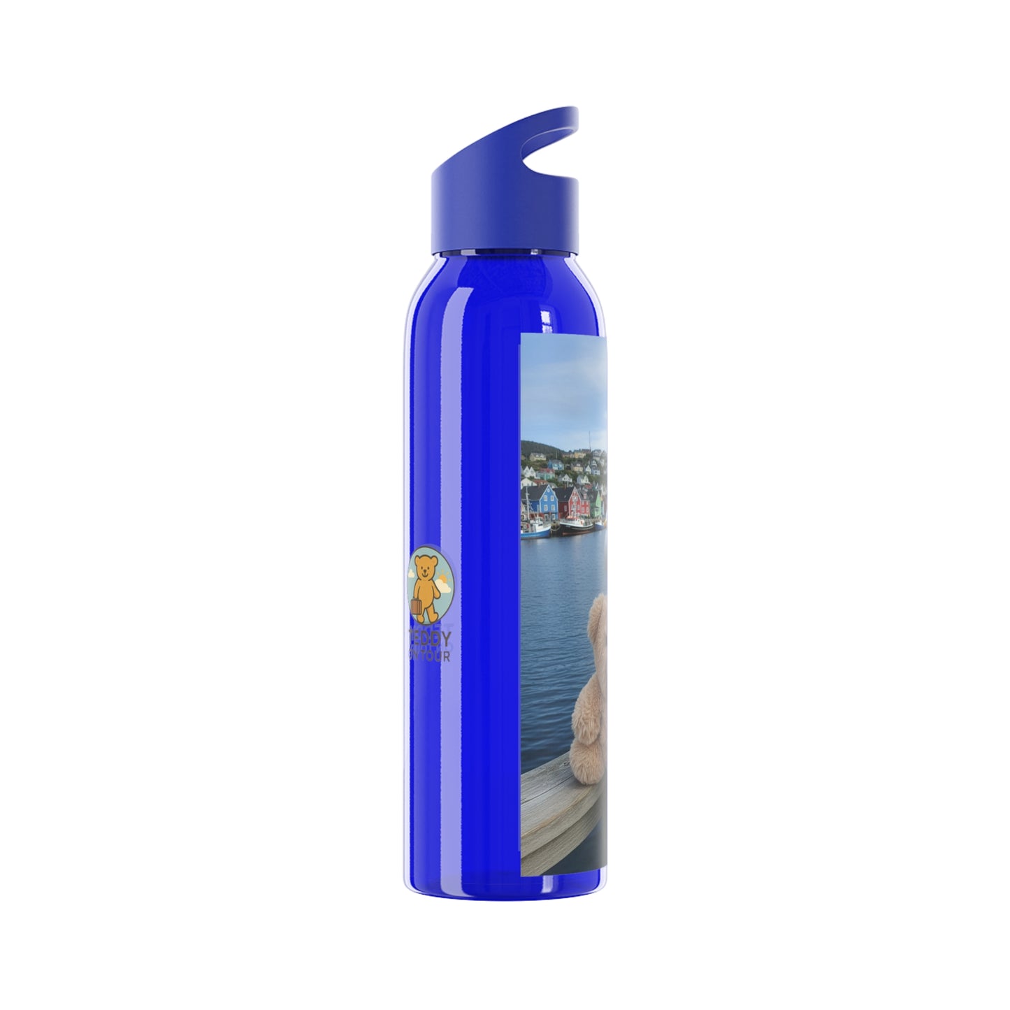 Teddy on Tour Fluffy in Newfoundland Sky Water Bottle