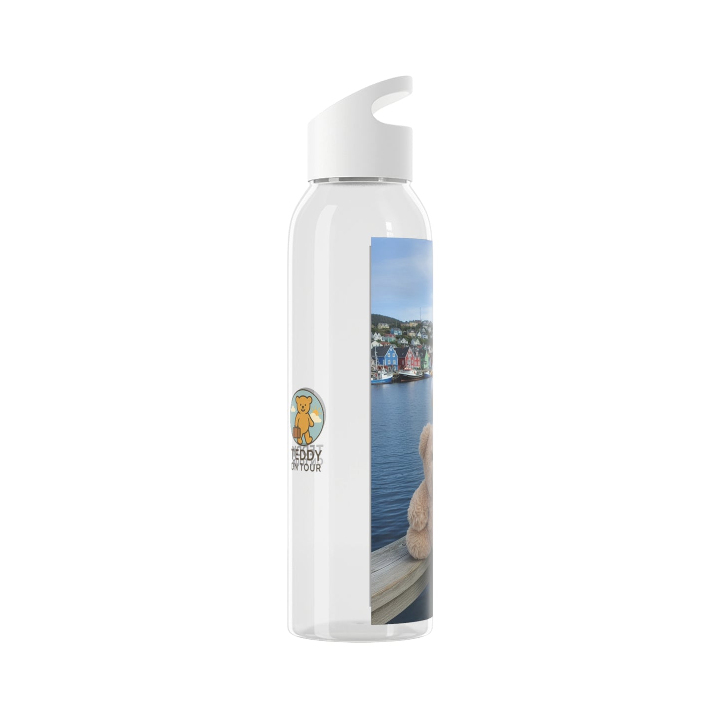Teddy on Tour Fluffy in Newfoundland Sky Water Bottle