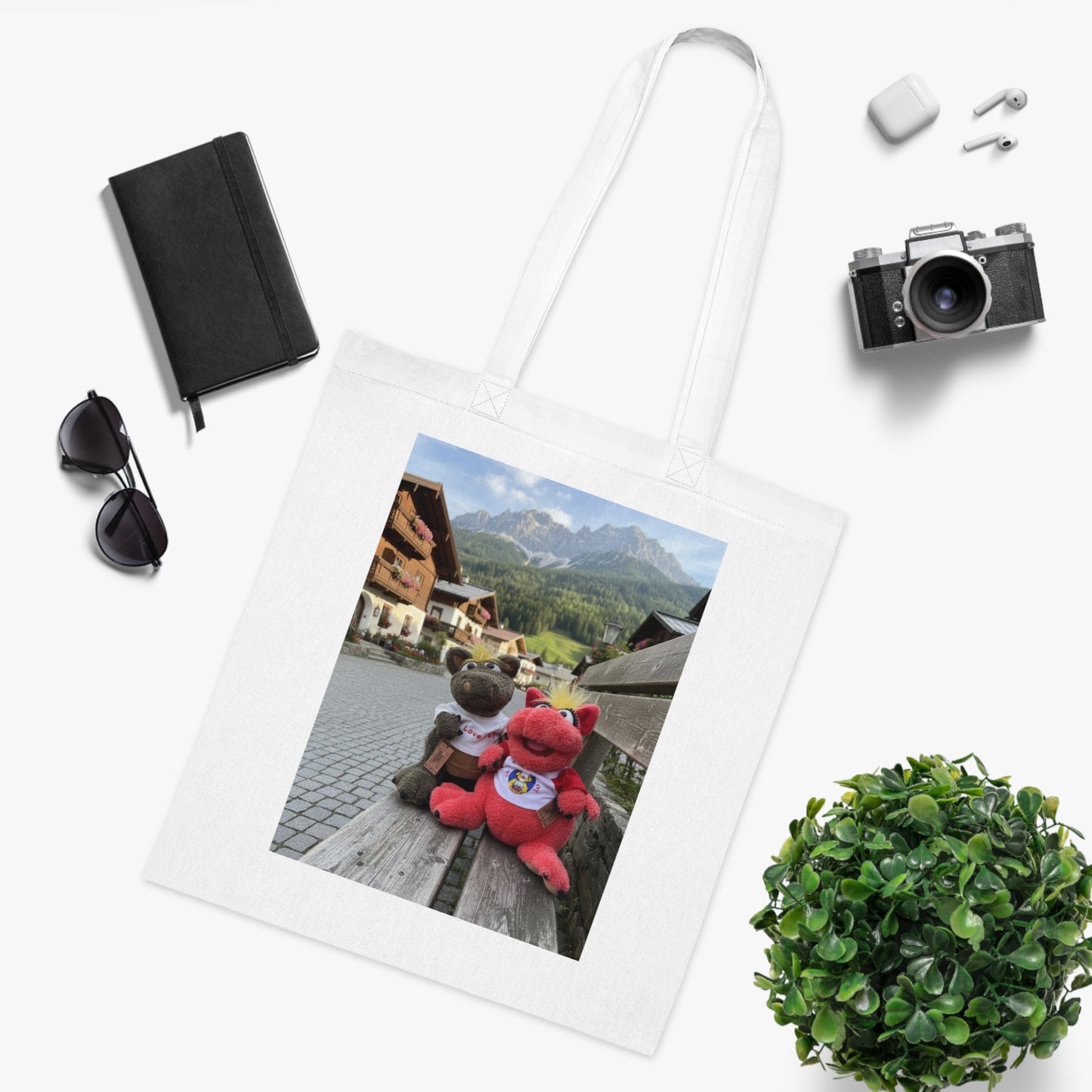 Teddy On Tour – Octey and Elsie in Seefeld-in-Tirol Austria Cotton Tote Bag