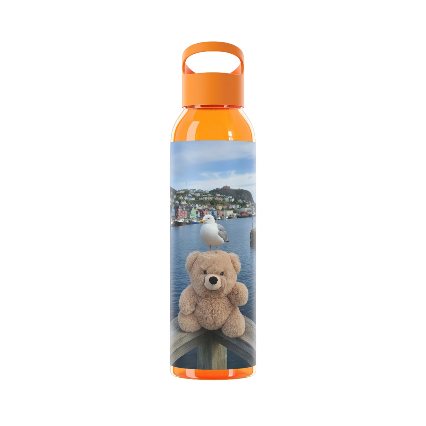 Teddy on Tour Fluffy in Newfoundland Sky Water Bottle
