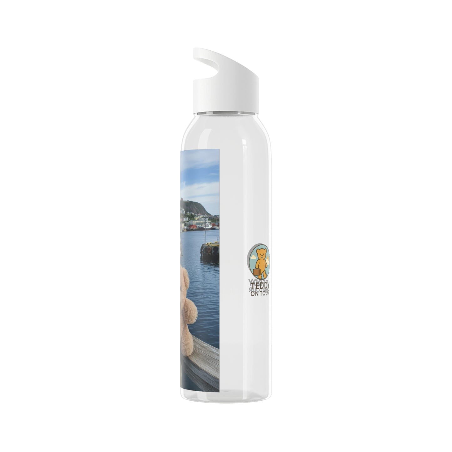 Teddy on Tour Fluffy in Newfoundland Sky Water Bottle
