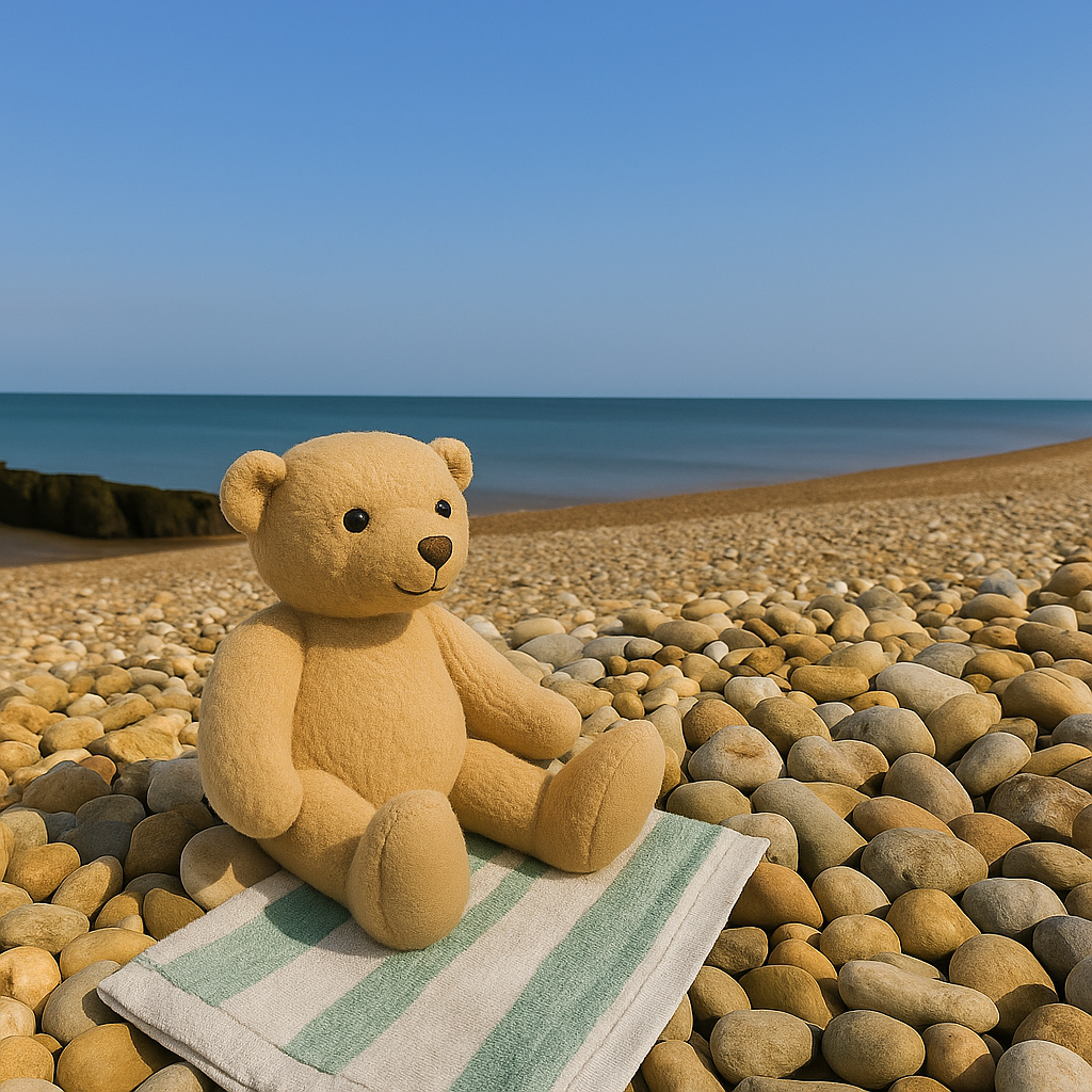 Teddy by the sea