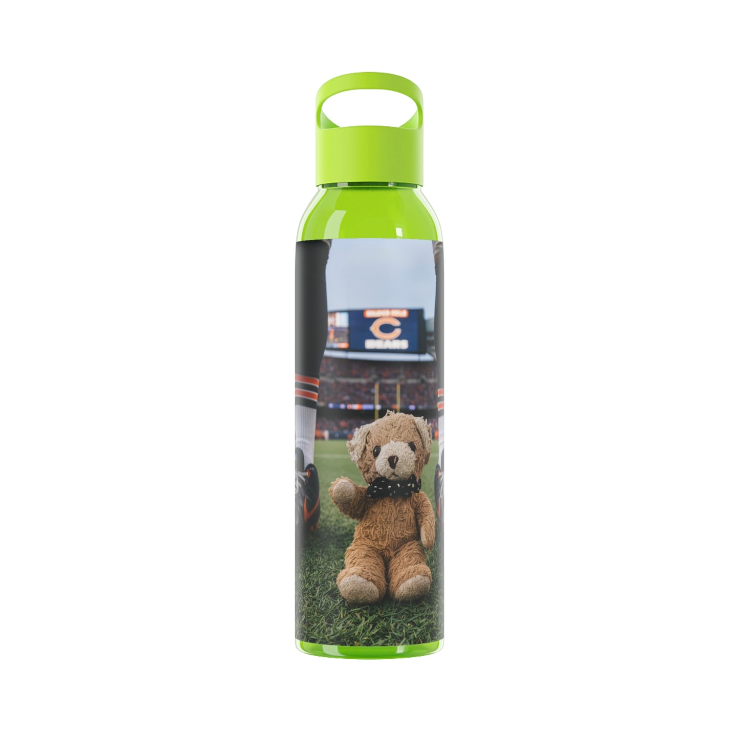 Teddy on Tour Ben visits the Chicago Bears Sky Water Bottle