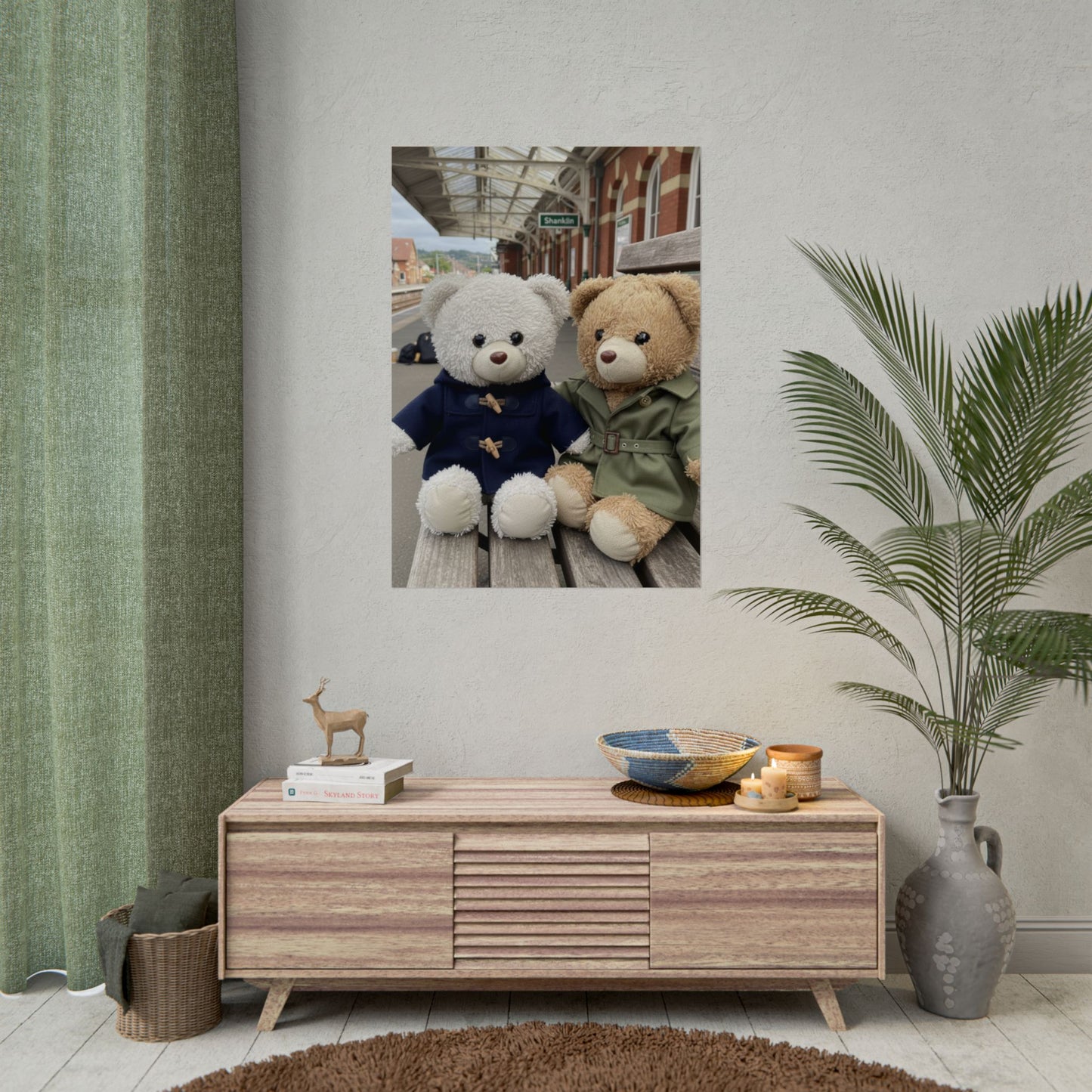 Teddy On Tour Brownie and Whitie in Shanklin Isle of Wight Rolled Posters