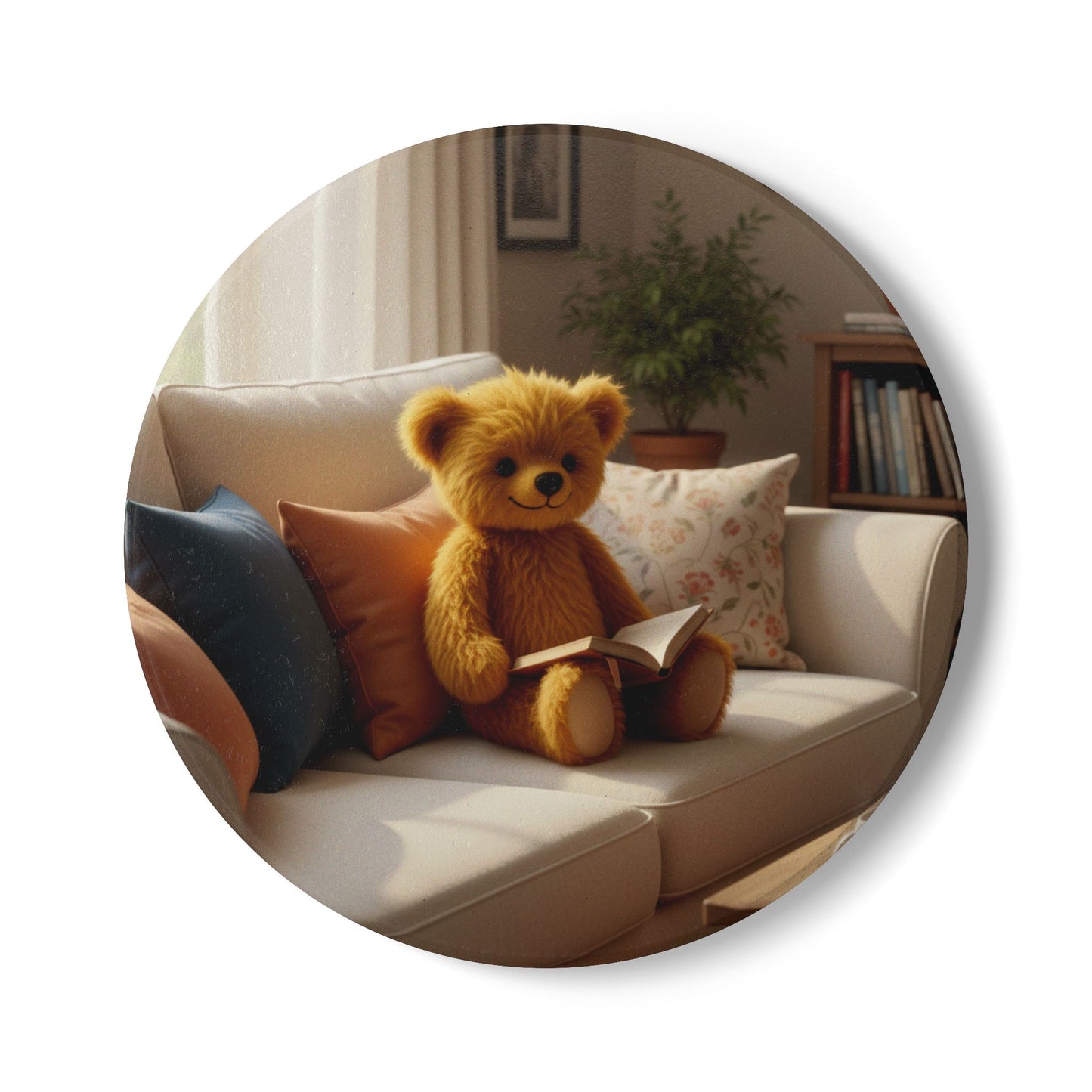 Teddy on Tour Teddy on the couch Ceramic Coaster ( look for matching mug )