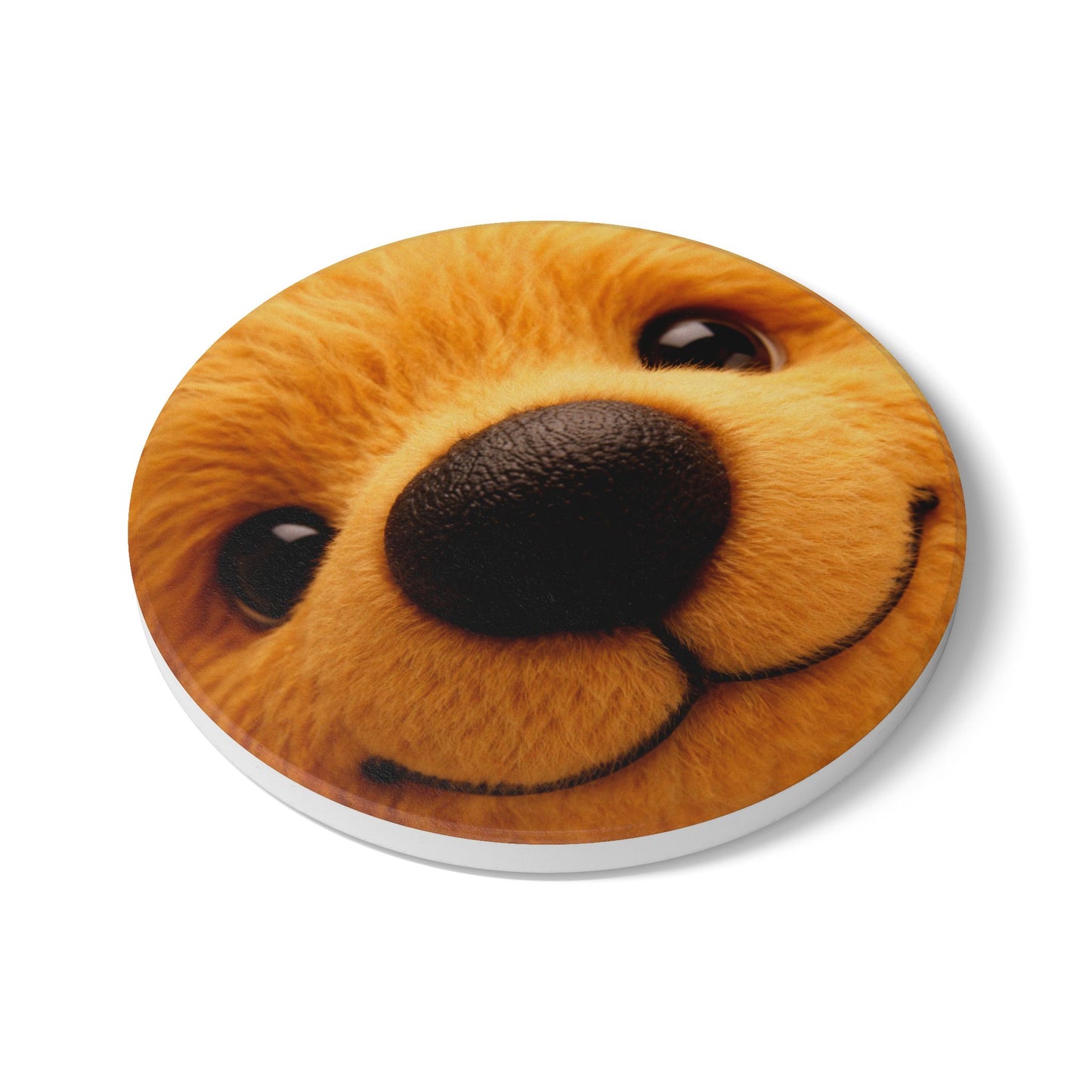 Teddy on Tour Close Up Scruffy Teddy Ceramic Coaster