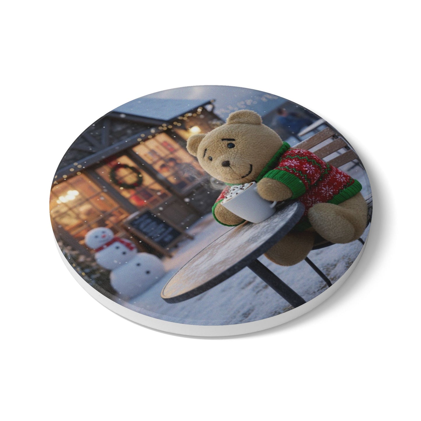 Teddy on Tour Christmas 2025 Ceramic Coaster 11