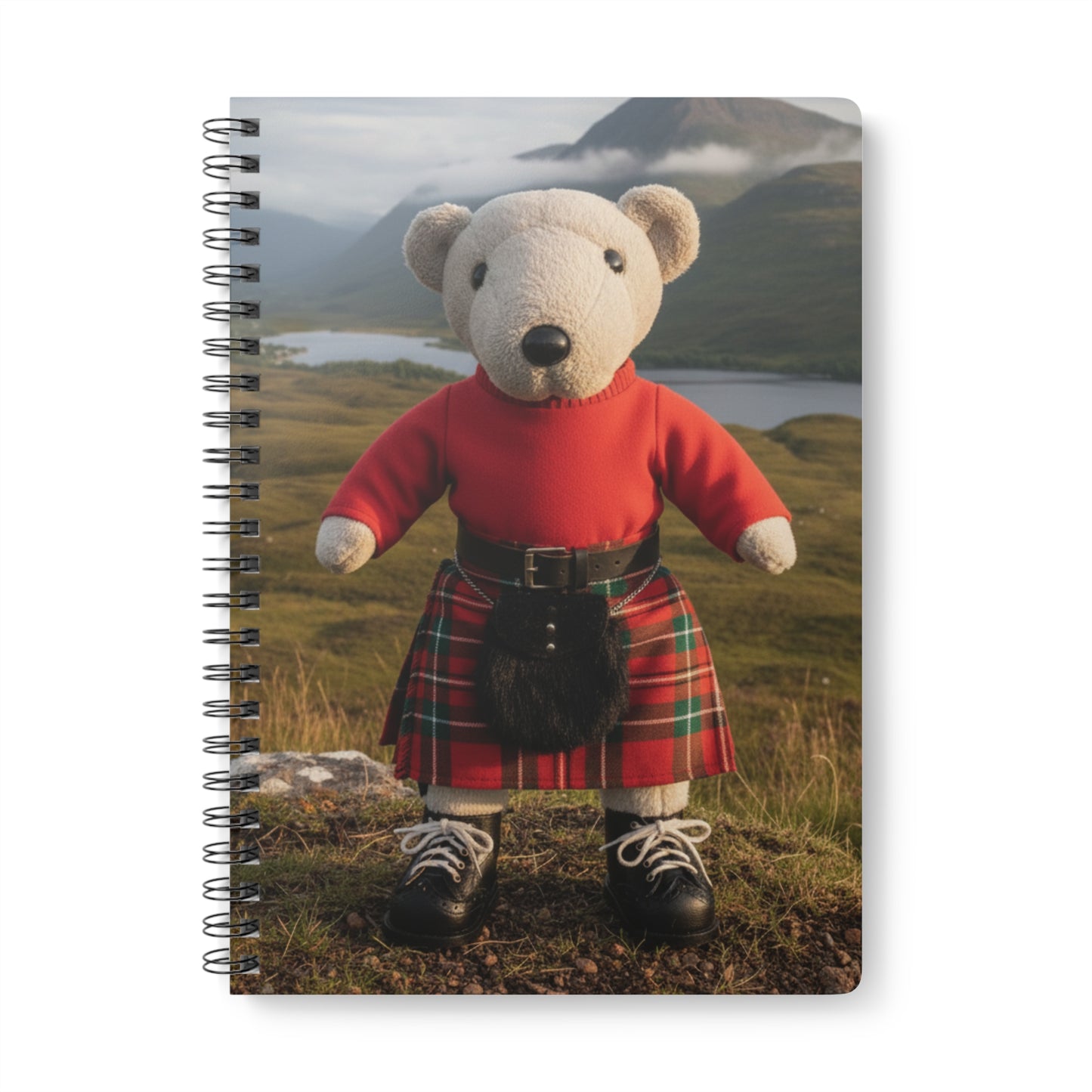 Teddy On tour Andrew in Scotland Softcover Notebook, A5