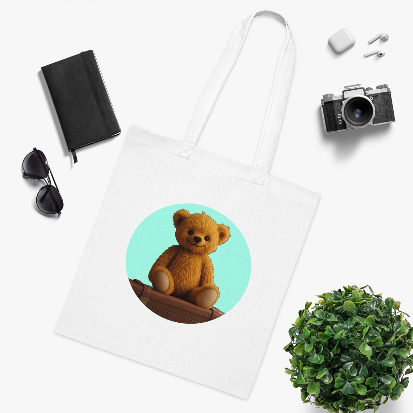Teddy On Tour Cotton Tote Bag