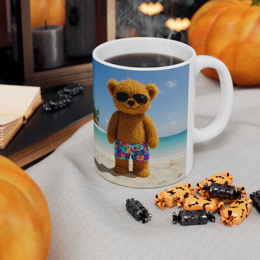 Teddy On Tour Teddy on Beach Ceramic Mug