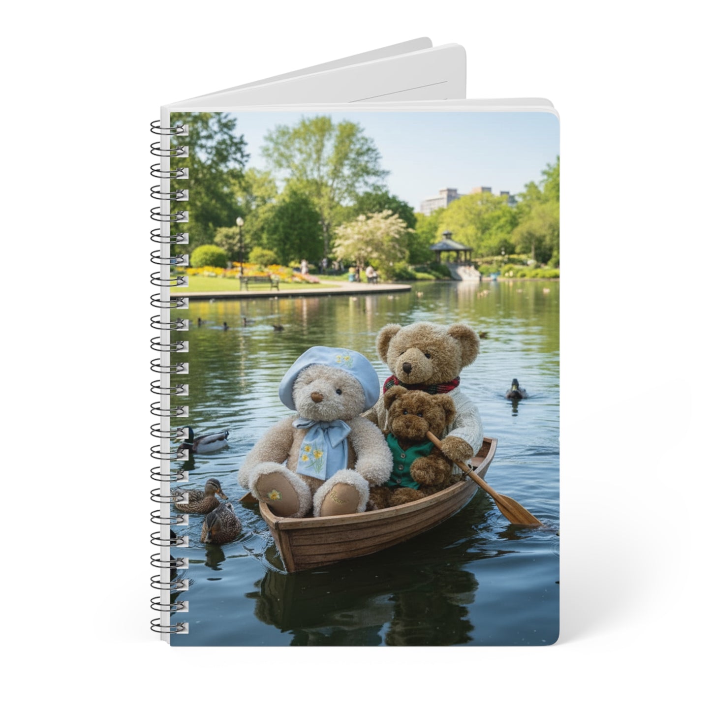 Teddy On tour Bear Family enjoy afternoon tea Softcover Notebook, A5