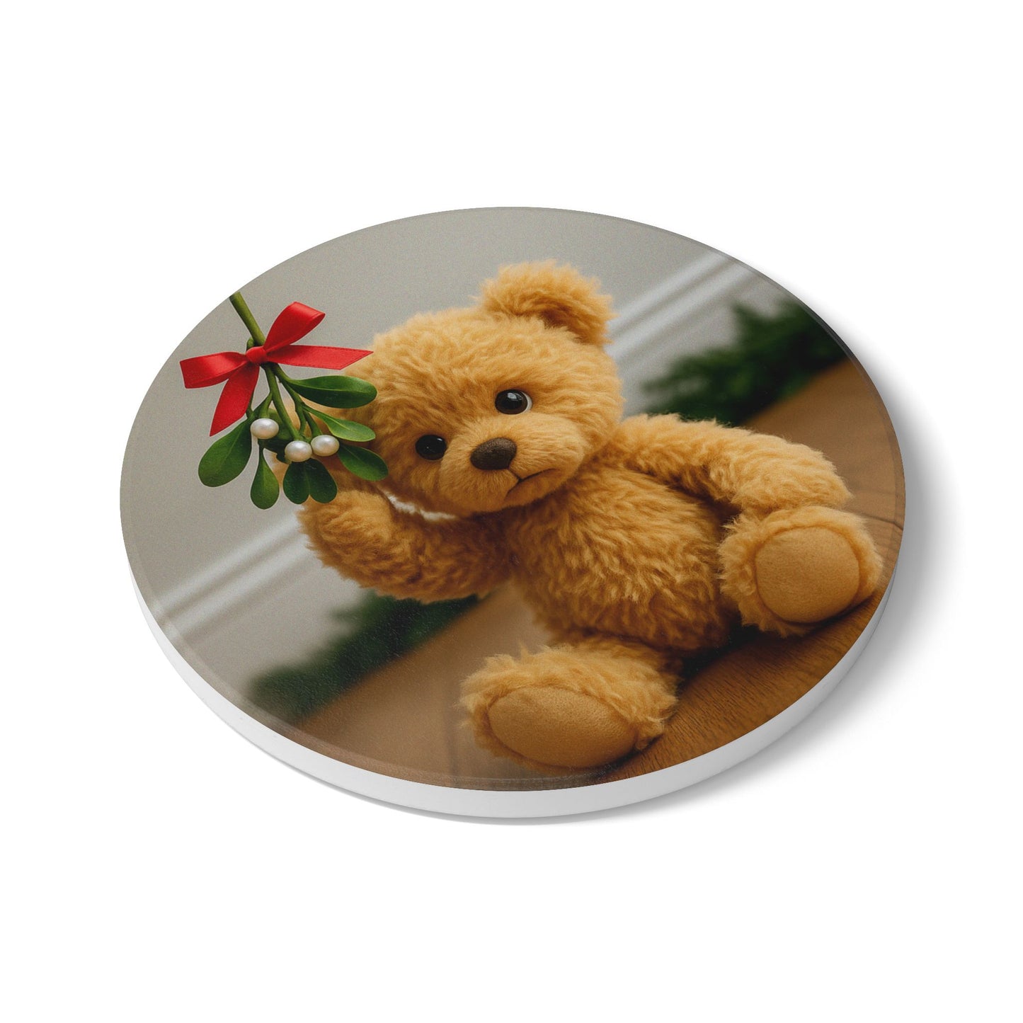 Teddy on Tour Christmas 2025 Ceramic Coaster 2