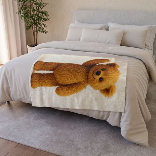 Teddy On Tour Teddy Pale Background Soft Polyester Blanket (look for a matching cushion)