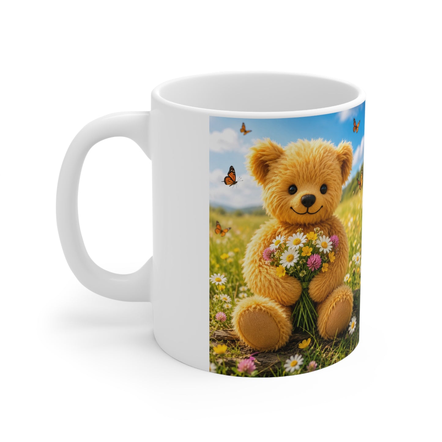 Teddy On Tour Teddy with flowers Ceramic Mug