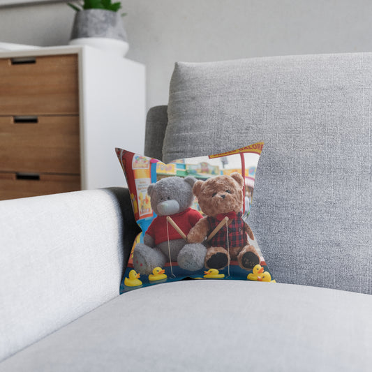 Teddy on Tour Jamie and Fraser Ferris Wheel Square Pillow