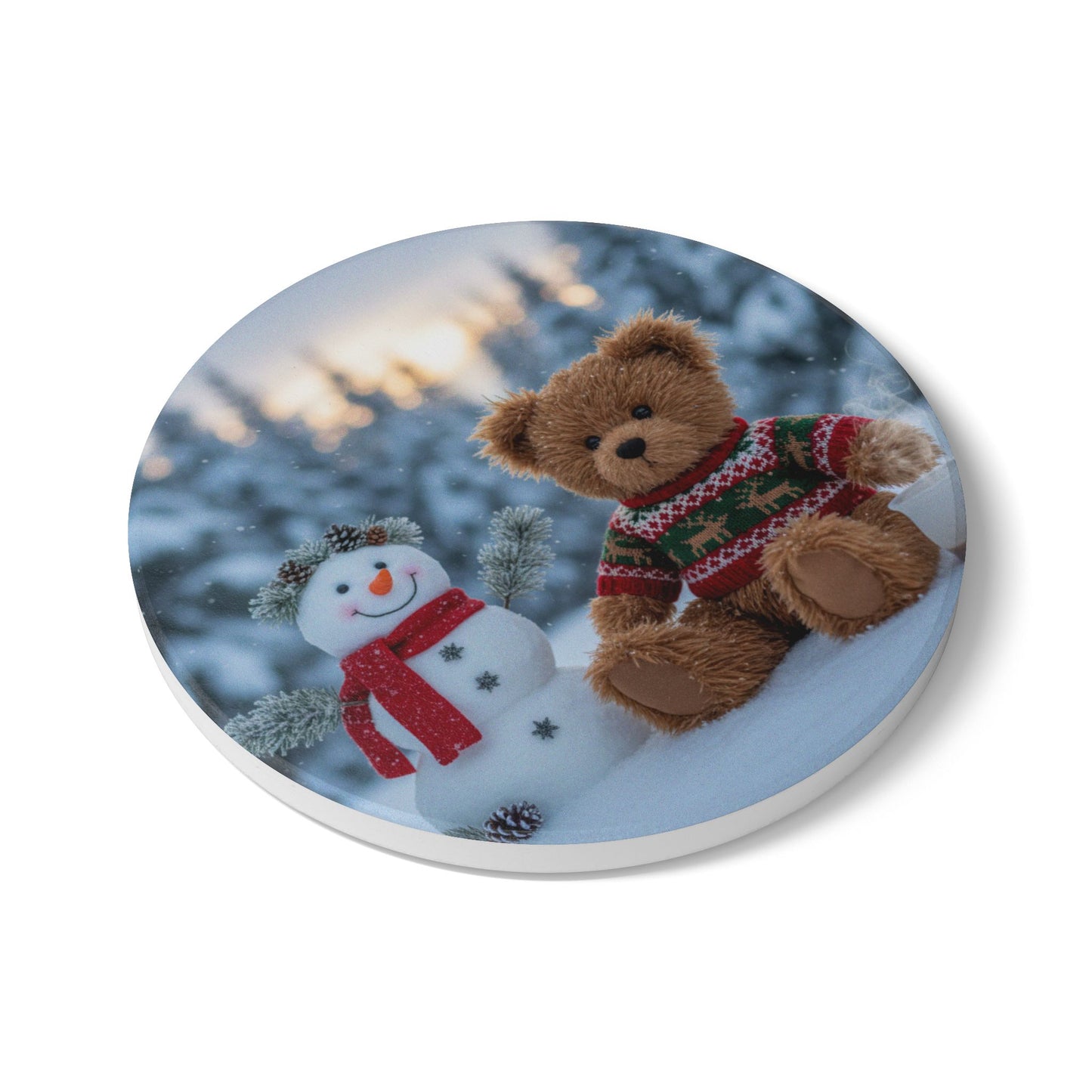 Teddy on Tour Christmas 2025 Ceramic Coaster 4
