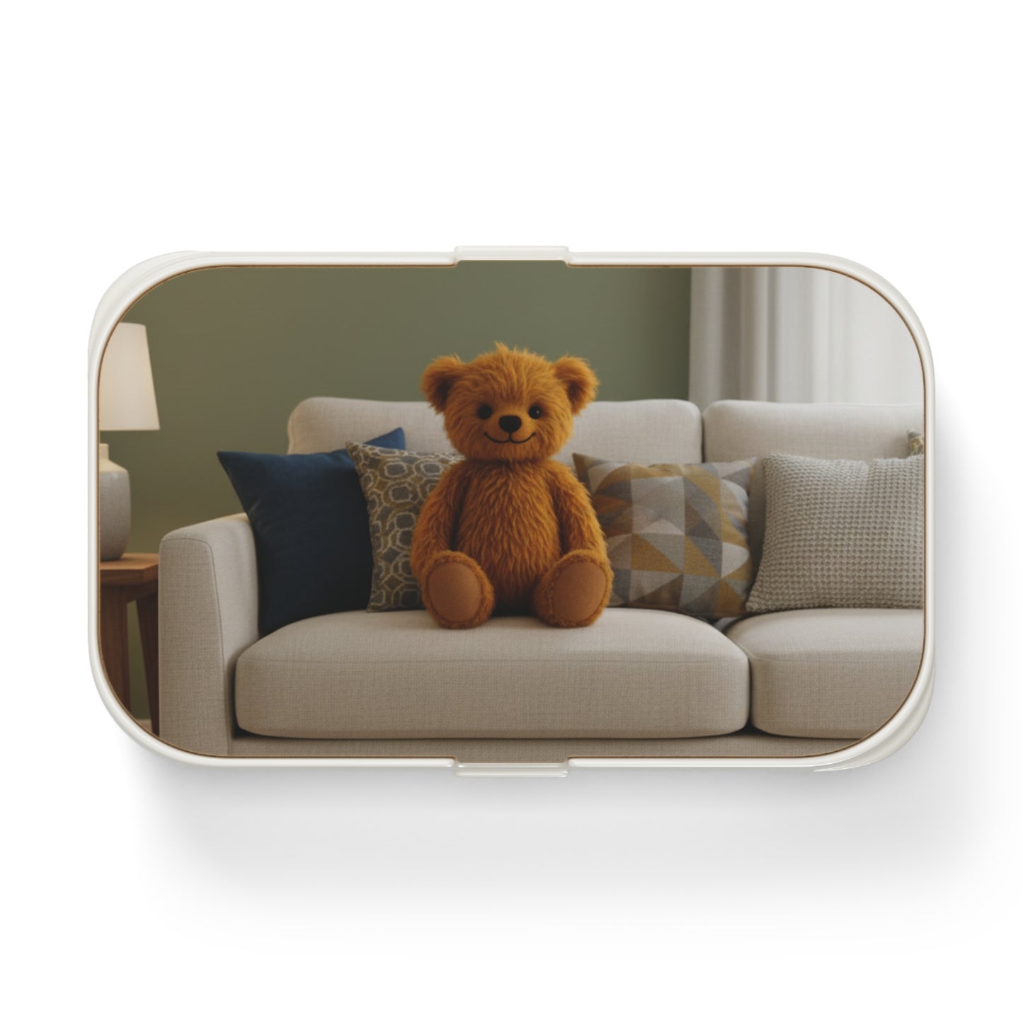 Teddy on Tour Teddy on the couch 2 Bento lunchbox ( find a matching water bottle )
