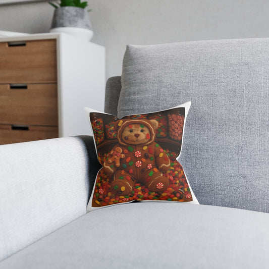 Teddy on Tour Ginger Decor Square Pillow