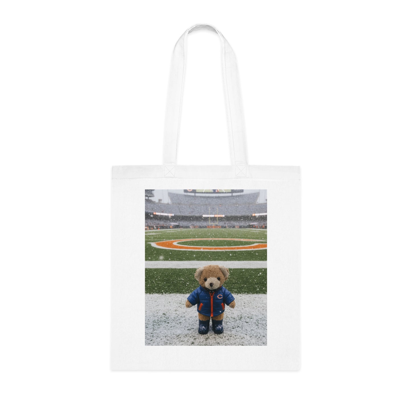 Teddy On Tour – Ben visits the Chicago Bears Cotton Tote Bag