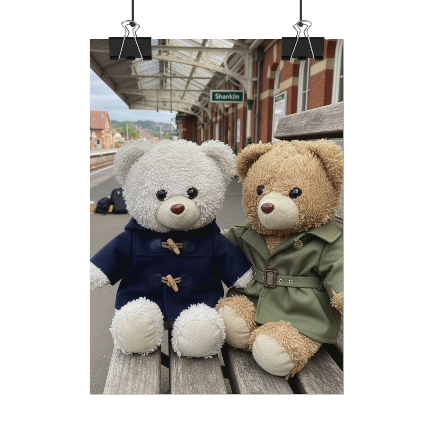 Teddy On Tour Brownie and Whitie in Shanklin Isle of Wight Rolled Posters