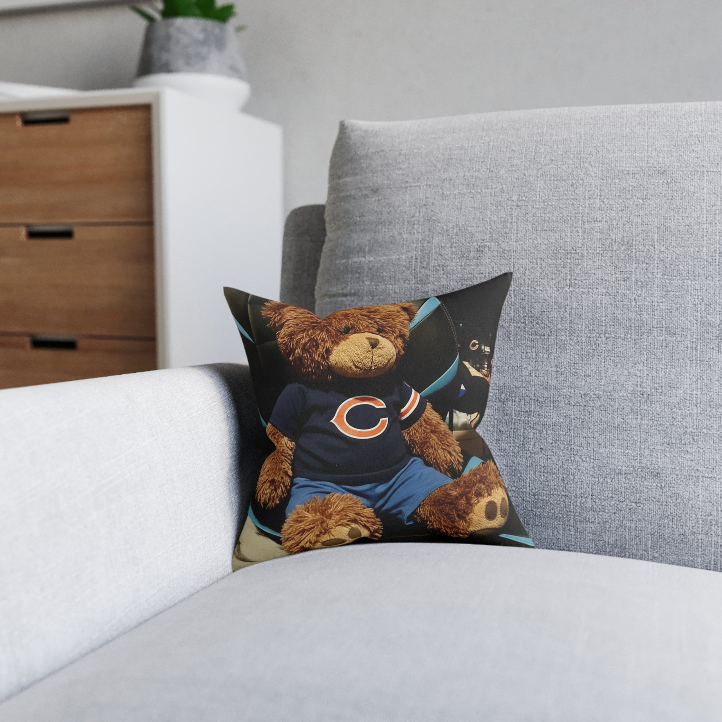 Teddy on Tour Jake in Chicago  Square Pillow