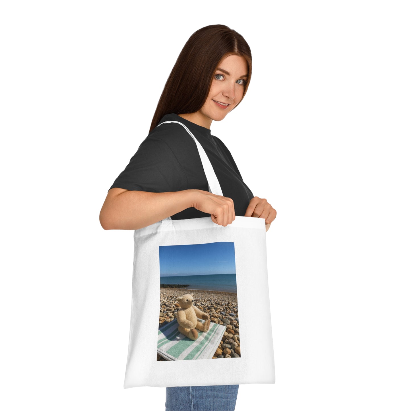 Teddy On Tour – Bexhill Beach Cotton Tote Bag
