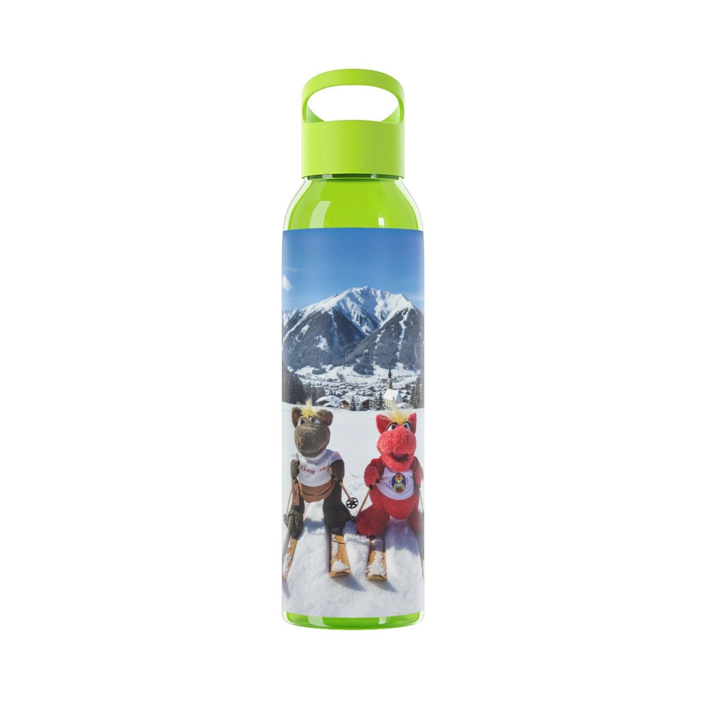 Teddy on Tour Octey and Elsie in Seefeld-in-Tirol Austria Sky Water Bottle